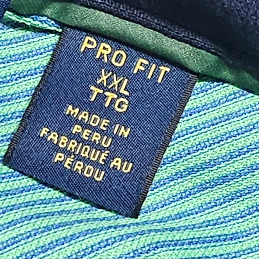 Ralph Lauren Polo Shirt Mens XL Green Blue Striped Short Sleeve Classic Fit Logo